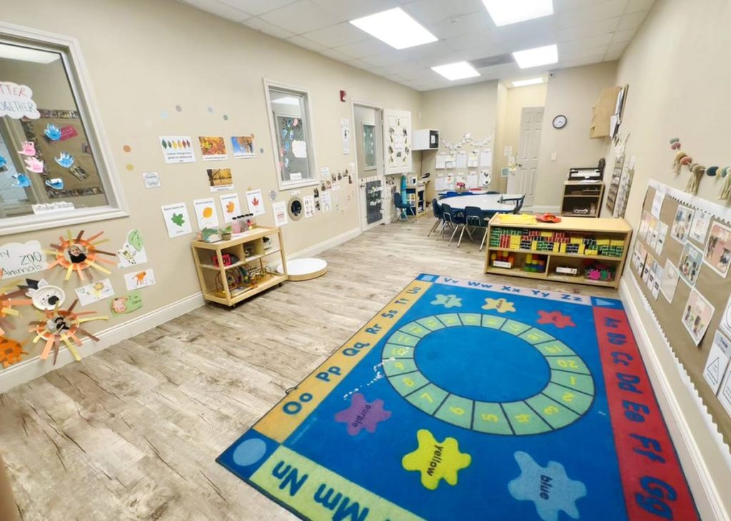 "Preschool children learning during circle time at Webster TX daycare"